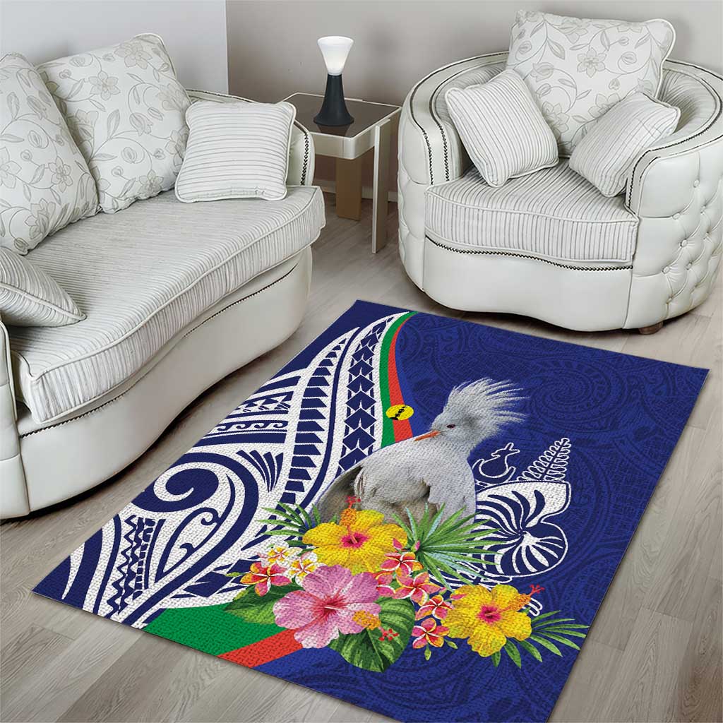 New Caledonia Kagu Bird Area Rug Polynesian Tropical Flowers LT9 - Polynesian Pride