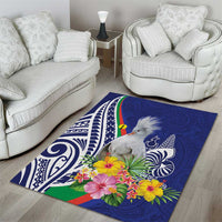 New Caledonia Kagu Bird Area Rug Polynesian Tropical Flowers LT9 - Polynesian Pride