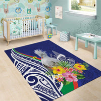 New Caledonia Kagu Bird Area Rug Polynesian Tropical Flowers LT9 - Polynesian Pride