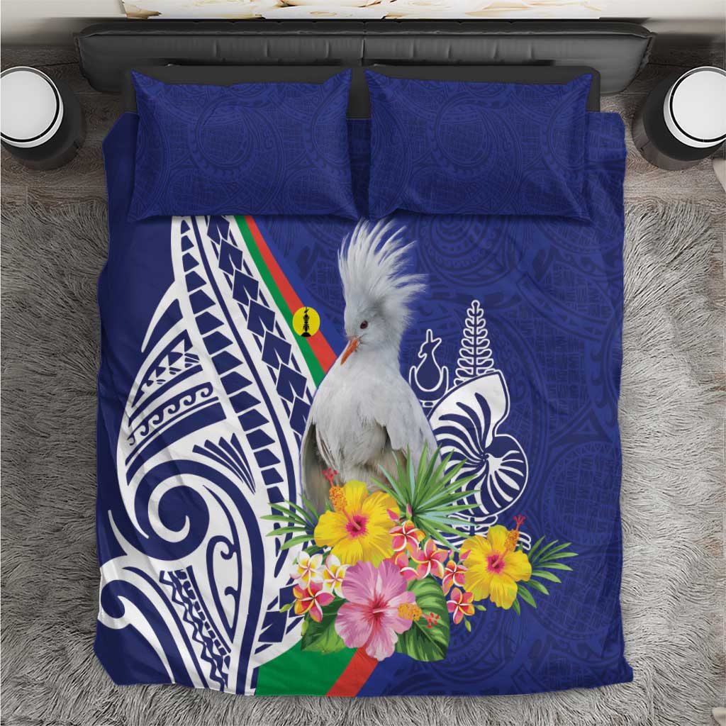 New Caledonia Kagu Bird Bedding Set Polynesian Tropical Flowers LT9 Blue - Polynesian Pride