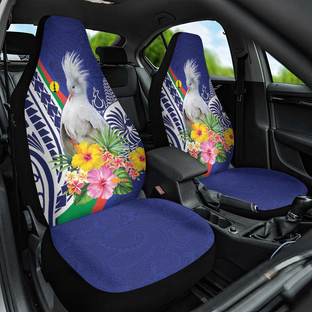 New Caledonia Kagu Bird Car Seat Cover Polynesian Tropical Flowers LT9 One Size Blue - Polynesian Pride