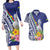 New Caledonia Kagu Bird Couples Matching Long Sleeve Bodycon Dress and Hawaiian Shirt Polynesian Tropical Flowers