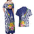 New Caledonia Kagu Bird Couples Matching Off Shoulder Maxi Dress and Hawaiian Shirt Polynesian Tropical Flowers