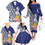 New Caledonia Kagu Bird Family Matching Off The Shoulder Long Sleeve Dress and Hawaiian Shirt Polynesian Tropical Flowers