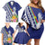 New Caledonia Kagu Bird Family Matching Off Shoulder Short Dress and Hawaiian Shirt Polynesian Tropical Flowers