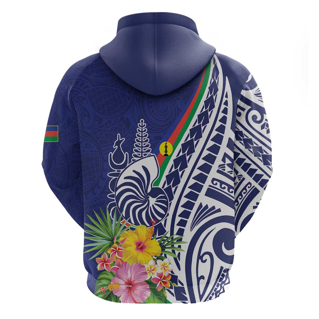 New Caledonia Kagu Bird Hoodie Polynesian Tropical Flowers LT9 - Polynesian Pride