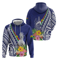 New Caledonia Kagu Bird Hoodie Polynesian Tropical Flowers LT9 - Polynesian Pride