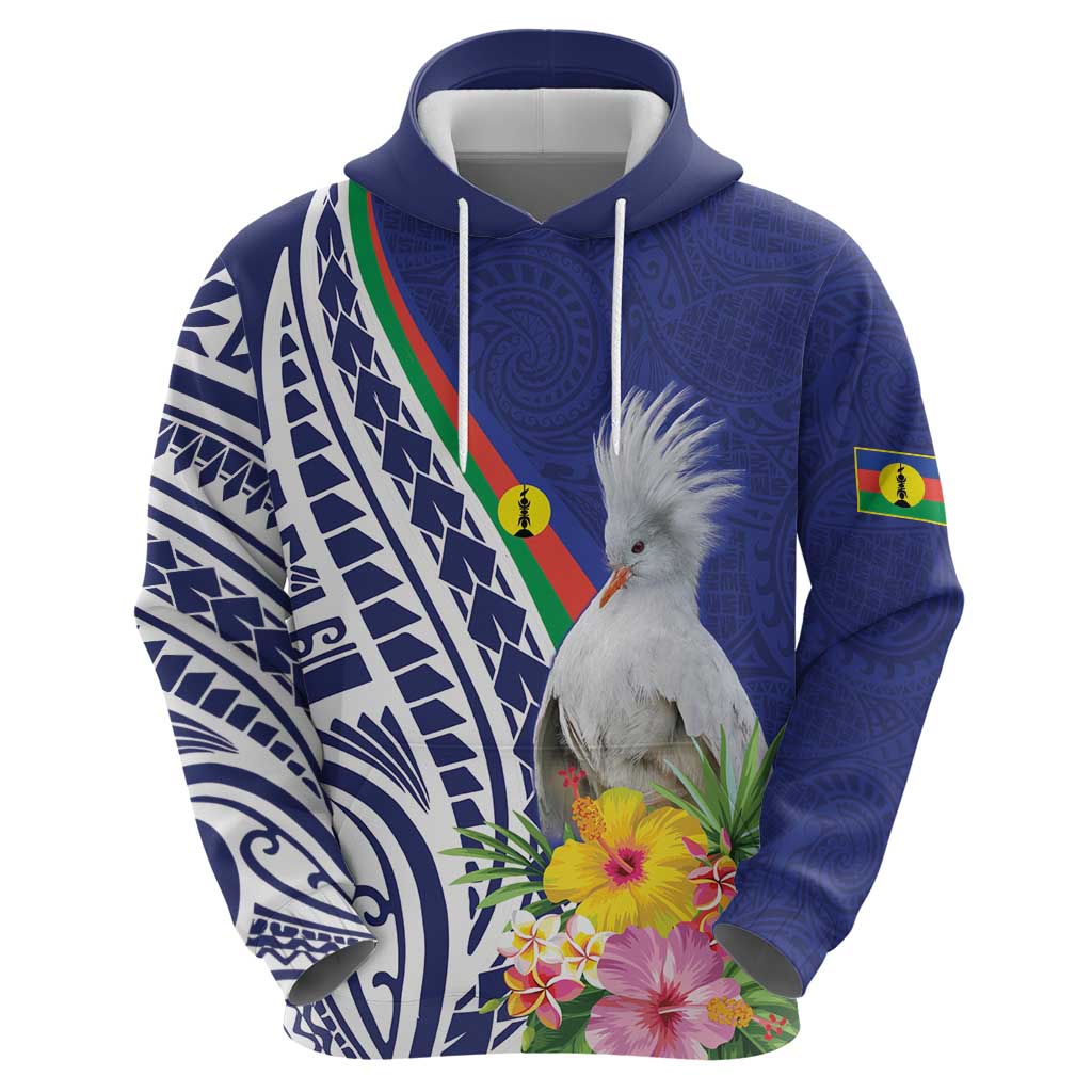 New Caledonia Kagu Bird Hoodie Polynesian Tropical Flowers LT9 - Polynesian Pride