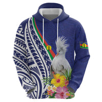 New Caledonia Kagu Bird Hoodie Polynesian Tropical Flowers LT9 - Polynesian Pride