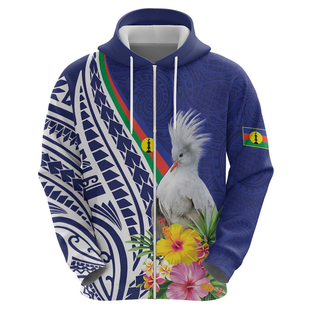 New Caledonia Kagu Bird Hoodie Polynesian Tropical Flowers LT9 - Polynesian Pride