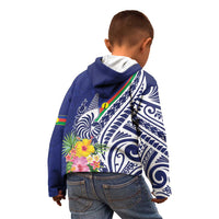 New Caledonia Kagu Bird Kid Hoodie Polynesian Tropical Flowers LT9 - Polynesian Pride