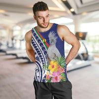 New Caledonia Kagu Bird Men Tank Top Polynesian Tropical Flowers LT9 Blue - Polynesian Pride