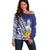 New Caledonia Kagu Bird Off Shoulder Sweater Polynesian Tropical Flowers