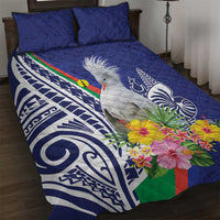 New Caledonia Kagu Bird Quilt Bed Set Polynesian Tropical Flowers LT9 Blue - Polynesian Pride