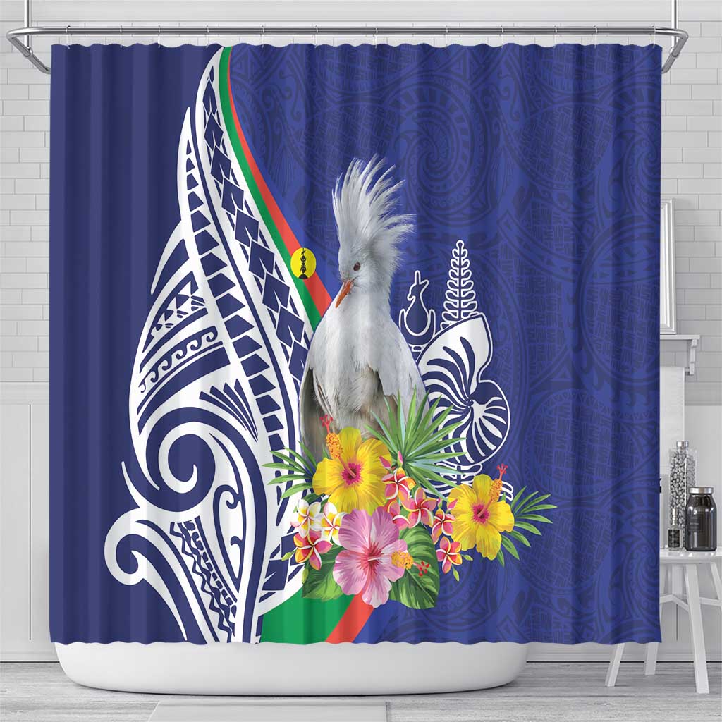 New Caledonia Kagu Bird Shower Curtain Polynesian Tropical Flowers LT9 - Polynesian Pride
