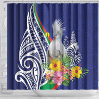 New Caledonia Kagu Bird Shower Curtain Polynesian Tropical Flowers LT9 - Polynesian Pride