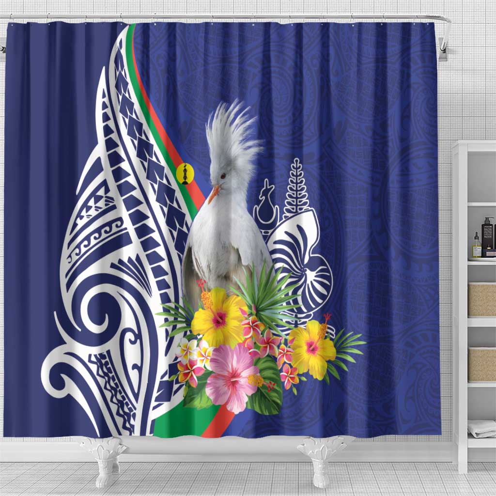 New Caledonia Kagu Bird Shower Curtain Polynesian Tropical Flowers LT9 - Polynesian Pride