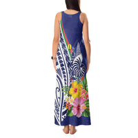 New Caledonia Kagu Bird Tank Maxi Dress Polynesian Tropical Flowers LT9 - Polynesian Pride