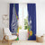 New Caledonia Kagu Bird Window Curtain Polynesian Tropical Flowers