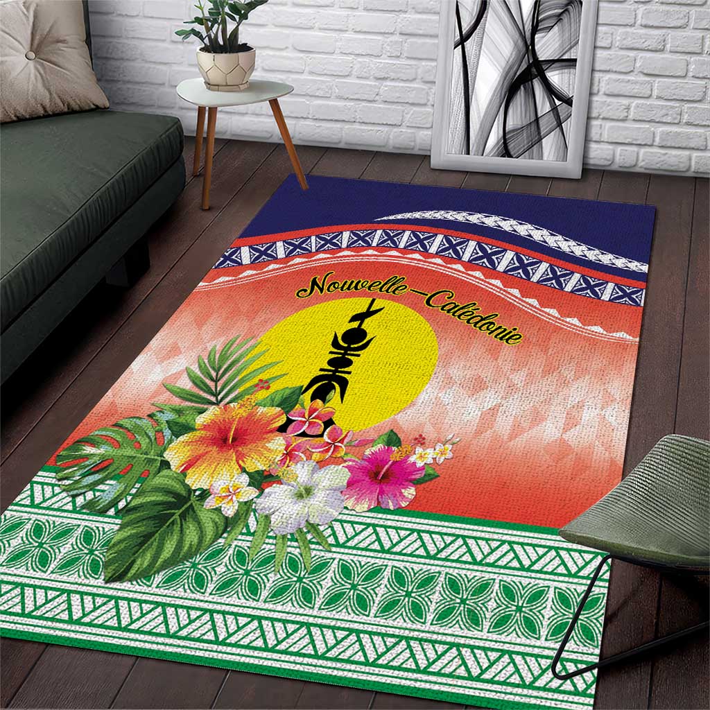 New Caledonia Nautilus Shell Area Rug Polynesian Tropical Flowers LT9 Red - Polynesian Pride