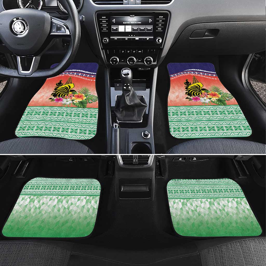 New Caledonia Nautilus Shell Car Mats Polynesian Tropical Flowers LT9 Set 4pcs Red - Polynesian Pride