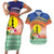 New Caledonia Nautilus Shell Couples Matching Short Sleeve Bodycon Dress and Hawaiian Shirt Polynesian Tropical Flowers