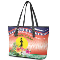 New Caledonia Nautilus Shell Leather Tote Bag Polynesian Tropical Flowers LT9 - Polynesian Pride