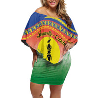 New Caledonia Nautilus Shell Off Shoulder Short Dress Polynesian Tropical Flowers LT9 Women Red - Polynesian Pride