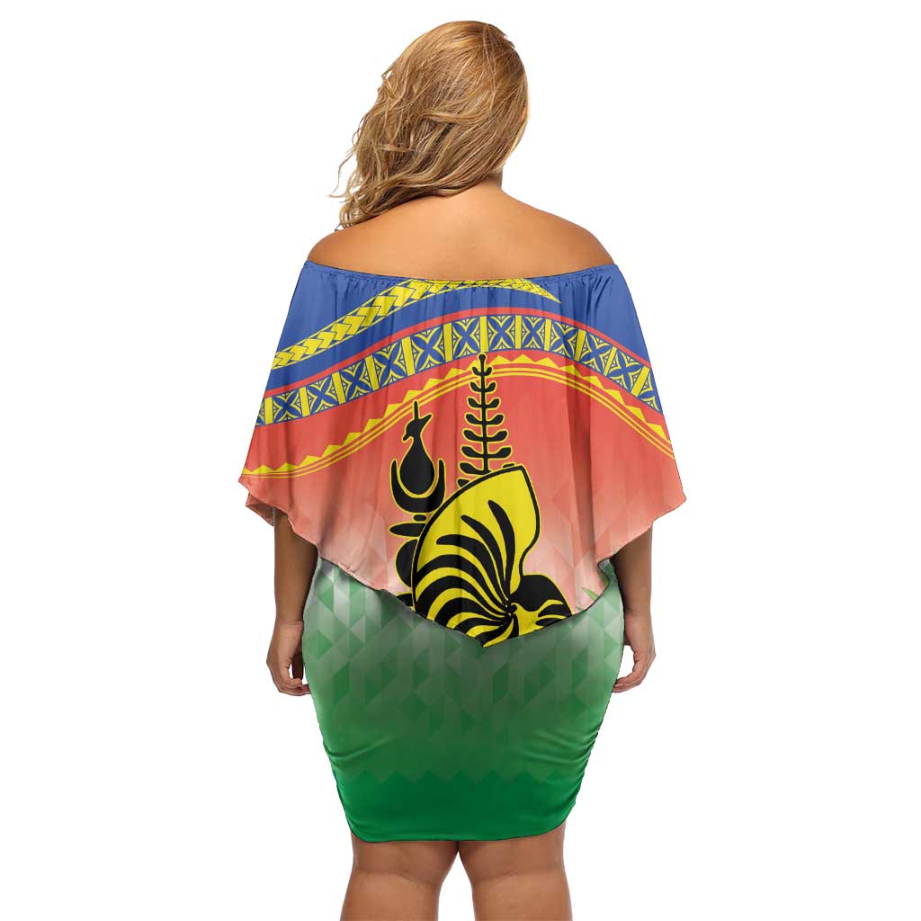 New Caledonia Nautilus Shell Off Shoulder Short Dress Polynesian Tropical Flowers LT9 - Polynesian Pride