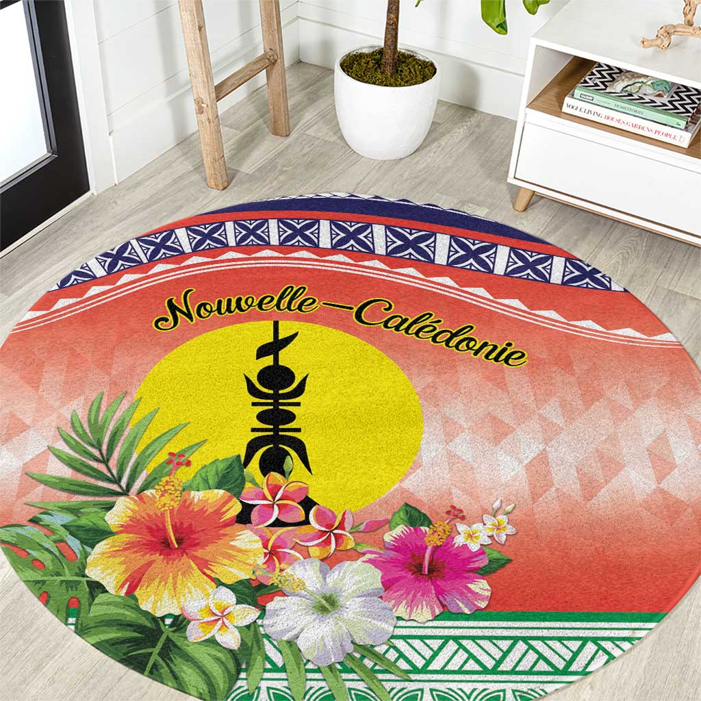 New Caledonia Nautilus Shell Round Carpet Polynesian Tropical Flowers LT9 Red - Polynesian Pride