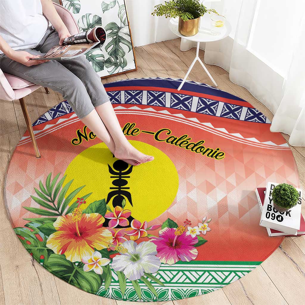 New Caledonia Nautilus Shell Round Carpet Polynesian Tropical Flowers LT9 - Polynesian Pride