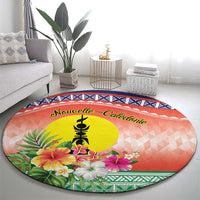 New Caledonia Nautilus Shell Round Carpet Polynesian Tropical Flowers LT9 - Polynesian Pride