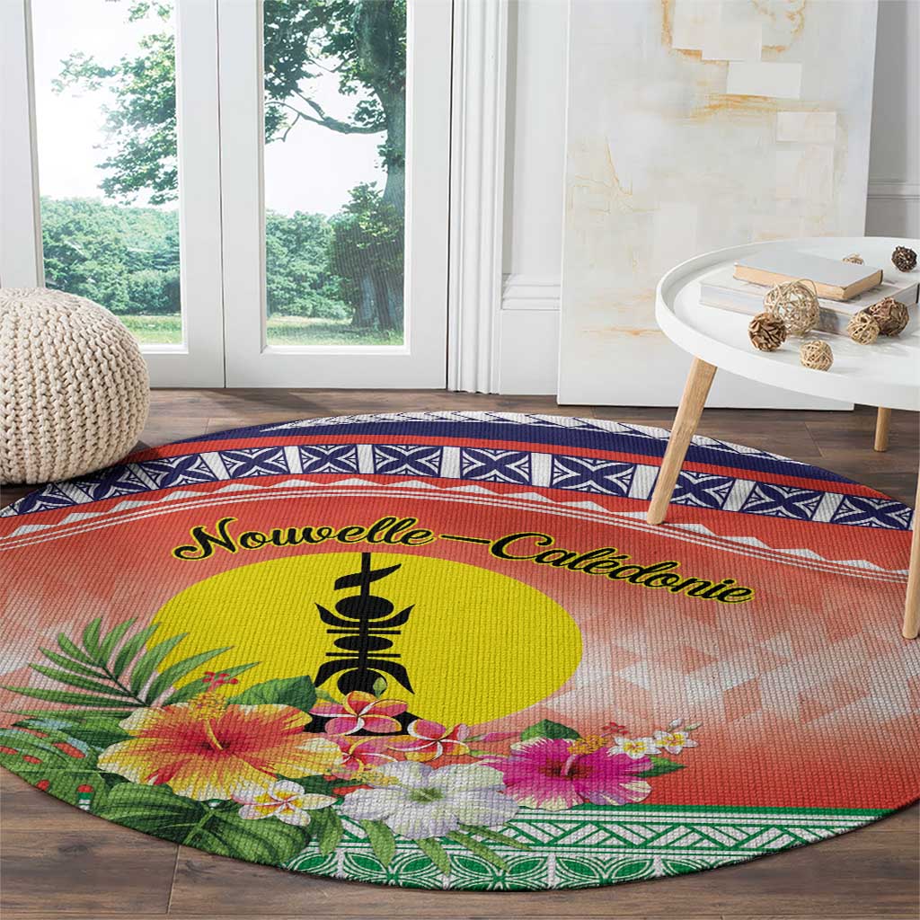 New Caledonia Nautilus Shell Round Carpet Polynesian Tropical Flowers LT9 - Polynesian Pride