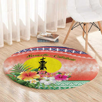 New Caledonia Nautilus Shell Round Carpet Polynesian Tropical Flowers LT9 - Polynesian Pride