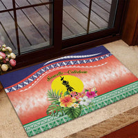 New Caledonia Nautilus Shell Rubber Doormat Polynesian Tropical Flowers LT9 - Polynesian Pride