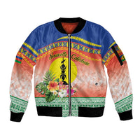 New Caledonia Nautilus Shell Sleeve Zip Bomber Jacket Polynesian Tropical Flowers LT9 Unisex Red - Polynesian Pride