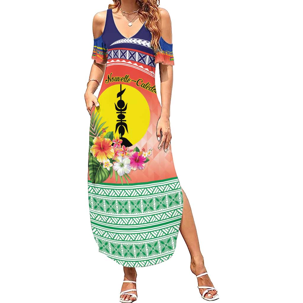 New Caledonia Nautilus Shell Summer Maxi Dress Polynesian Tropical Flowers