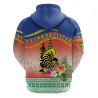 New Caledonia Nautilus Shell Zip Hoodie Polynesian Tropical Flowers LT9 - Polynesian Pride