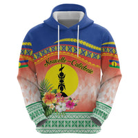 New Caledonia Nautilus Shell Zip Hoodie Polynesian Tropical Flowers LT9 - Polynesian Pride