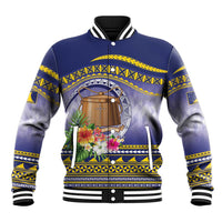 Tokelau Tuluma Baseball Jacket Polynesian Tropical Flowers LT9 Unisex Blue - Polynesian Pride