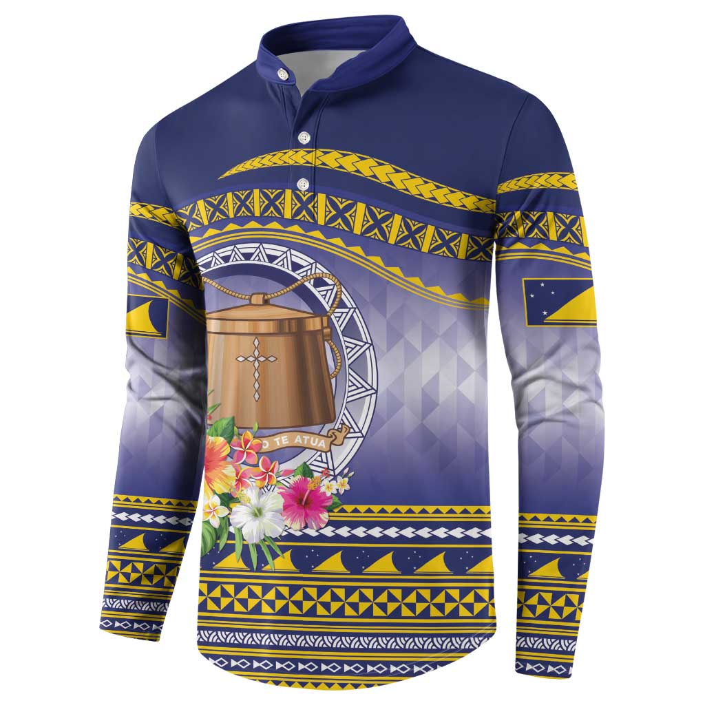 Tokelau Tuluma Button Sweatshirt Polynesian Tropical Flowers LT9 - Polynesian Pride