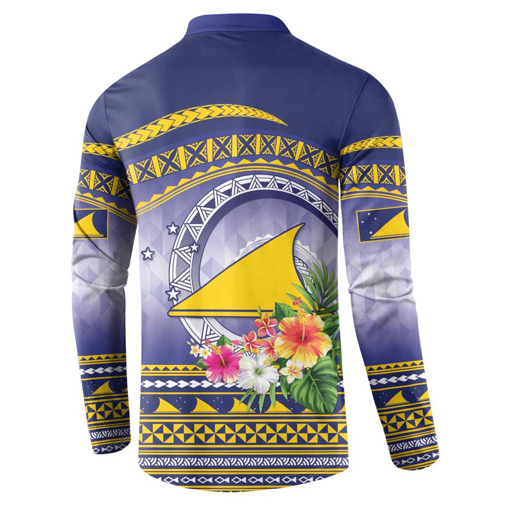 Tokelau Tuluma Button Sweatshirt Polynesian Tropical Flowers LT9 - Polynesian Pride
