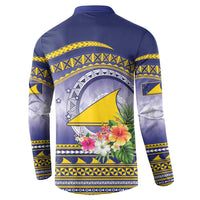Tokelau Tuluma Button Sweatshirt Polynesian Tropical Flowers LT9 - Polynesian Pride