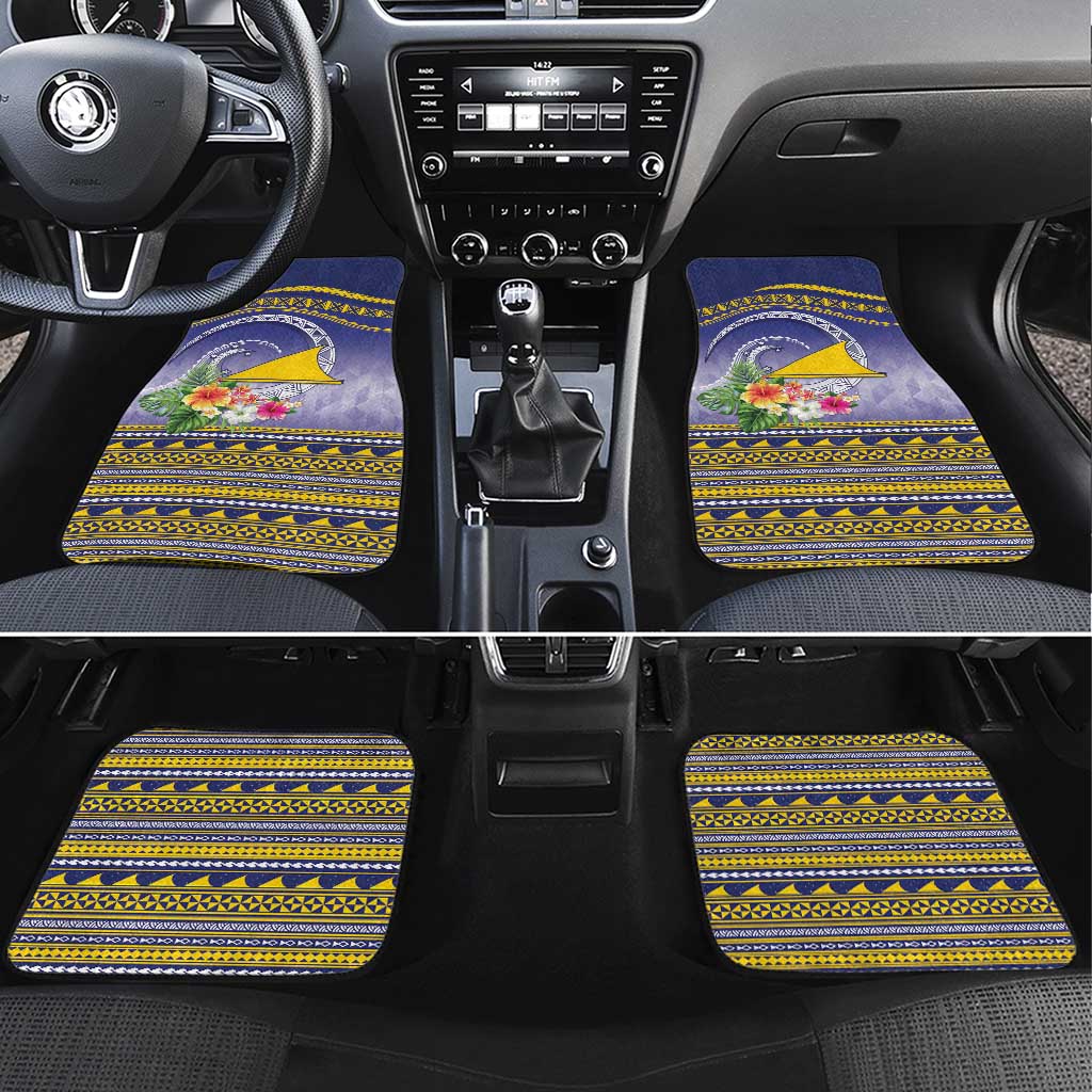 Tokelau Tuluma Car Mats Polynesian Tropical Flowers LT9 Set 4pcs Blue - Polynesian Pride