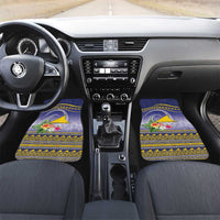 Tokelau Tuluma Car Mats Polynesian Tropical Flowers LT9 Set 2pcs - Front Blue - Polynesian Pride