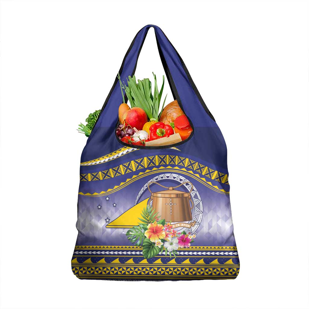 Tokelau Tuluma Grocery Bag Polynesian Tropical Flowers LT9 1-pack One Size Blue - Polynesian Pride