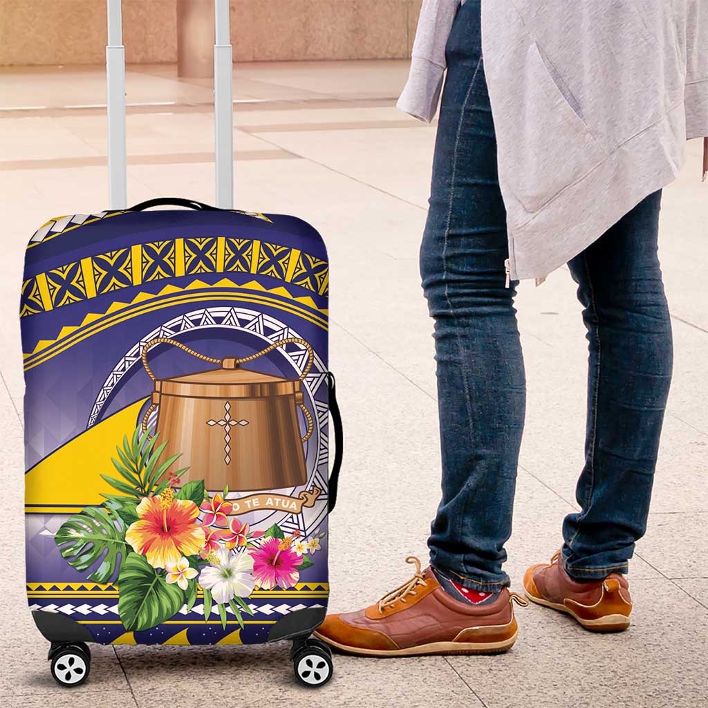 Tokelau Tuluma Luggage Cover Polynesian Tropical Flowers