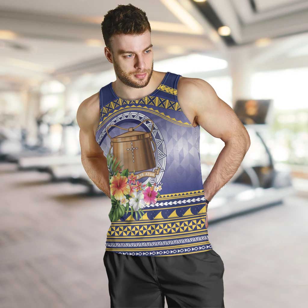 Tokelau Tuluma Men Tank Top Polynesian Tropical Flowers LT9 Blue - Polynesian Pride