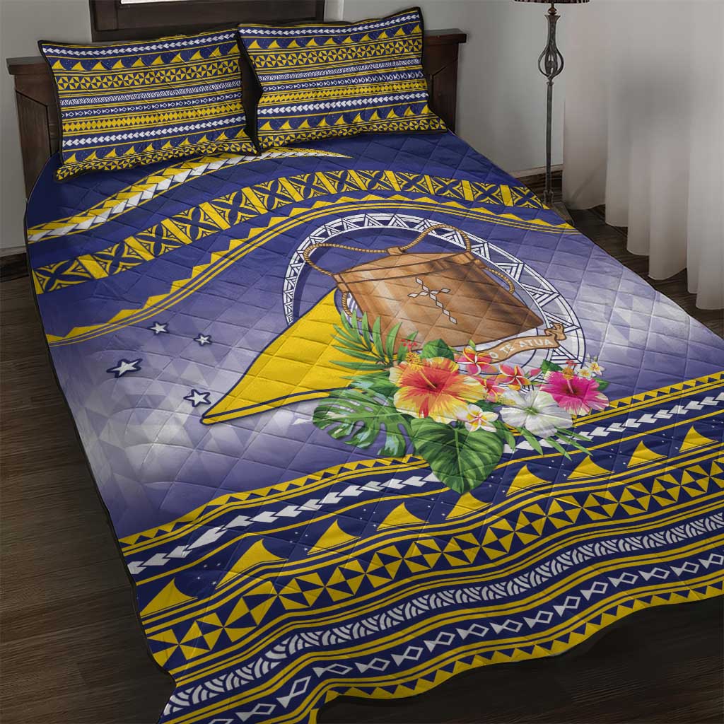 Tokelau Tuluma Quilt Bed Set Polynesian Tropical Flowers