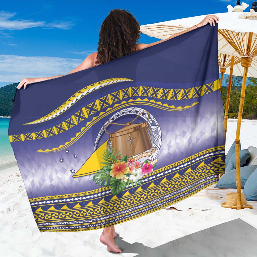 Tokelau Tuluma Sarong Polynesian Tropical Flowers LT9 One Size 44 x 66 inches Blue - Polynesian Pride